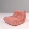 Togo Pink Modular Sofa and Footstool by Michel Ducaroy for Ligne Roset, Set of 5, Image 8