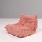 Togo Pink Armchair and Footstool by Michel Ducaroy for Ligne Roset, Set of Two 2
