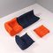 Togo Blue and Orange Modular Sofa by Michel Ducaroy for Ligne Roset, Set of 4 3