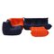 Togo Blue and Orange Modular Sofa by Michel Ducaroy for Ligne Roset, Set of 4 1