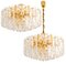 Large Palazzo Light Fixture in Gilt Brass and Glass by J. T. Kalmar for Isa 19