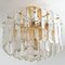 Large Palazzo Light Fixture in Gilt Brass and Glass by J. T. Kalmar for Isa 18