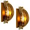 Brass and Brown Glass Hand Blown Murano Glass Wall Lights by J. Kalmar From Isa, Set of 2 1