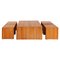 Solid Pine Stools and Coffee Table, 1970s, Set of 4, Image 1