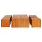 Tabourets et Table Basse en Pin Massif, 1970s, Set de 4 1