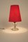 French Table Lamp with Cut Glass Base and Coral Silk Shade in Regency Style 12