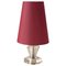 French Table Lamp with Cut Glass Base and Coral Silk Shade in Regency Style 1