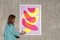 Overlapping Strokes on Malve, Vivid Limone und Pink Minimal Gesten Painting, 2021 6
