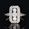 Bague Rectangulaire Diamond Art Déco en Or Jaune 18 Carats, 1930s 3