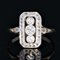 Diamond 18 Karat Yellow White Gold Art Deco Rectangular Ring, 1930s, Image 3