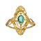 French Emerald 18 Karat Yellow Gold Marquise Shape Ring, 1900s 1