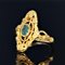 French Emerald 18 Karat Yellow Gold Marquise Shape Ring, 1900s, Image 4