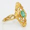 French Emerald 18 Karat Yellow Gold Marquise Shape Ring, 1900s 8