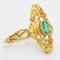French Emerald 18 Karat Yellow Gold Marquise Shape Ring, 1900s, Image 8