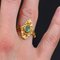 French Emerald 18 Karat Yellow Gold Marquise Shape Ring, 1900s 5