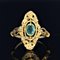 French Emerald 18 Karat Yellow Gold Marquise Shape Ring, 1900s, Image 3