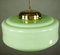 Art Deco Rod Pistachio Glass & Brass Pendant Lamp, 1930s 8