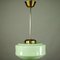 Art Deco Rod Pistachio Glass & Brass Pendant Lamp, 1930s 4