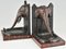 Art Deco Bronze Bookends Depicting Elephant with Bird by R. Patrouilleau, France, 1925, Set of 2 3