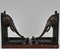 Art Deco Bronze Bookends Depicting Elephant with Bird by R. Patrouilleau, France, 1925, Set of 2 8