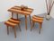 Walnut & Ash Table and Stools, 1950s, Set of 3 7