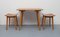 Walnuss & Eschenholz Tisch & Hocker, 1950er, 3er Set 11