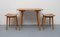 Walnut & Ash Table and Stools, 1950s, Set of 3 11