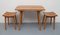 Walnut & Ash Table and Stools, 1950s, Set of 3, Image 10