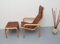 Leather Chair & Footstool Set by Yngve Ekström for Swedese, 1980s, Image 13
