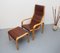 Leather Chair & Footstool Set by Yngve Ekström for Swedese, 1980s, Image 5