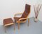 Leather Chair & Footstool Set by Yngve Ekström for Swedese, 1980s 12