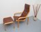 Leather Chair & Footstool Set by Yngve Ekström for Swedese, 1980s, Image 12