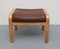 Leather Chair & Footstool Set by Yngve Ekström for Swedese, 1980s 7