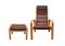 Leather Chair & Footstool Set by Yngve Ekström for Swedese, 1980s 1