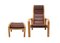 Leather Chair & Footstool Set by Yngve Ekström for Swedese, 1980s, Image 1