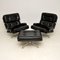 Vintage Leather & Chrome Armchairs & Ottoman by Howard Keith, Set of 2, Image 1