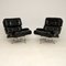 Vintage Leather & Chrome Armchairs & Ottoman by Howard Keith, Set of 2, Image 2