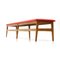 Wooden Bench with Red Velvet Top, 1960s 5