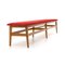 Wooden Bench with Red Velvet Top, 1960s, Image 2