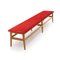 Wooden Bench with Red Velvet Top, 1960s 10