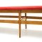 Wooden Bench with Red Velvet Top, 1960s 8