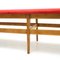 Wooden Bench with Red Velvet Top, 1960s, Image 8