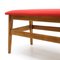 Wooden Bench with Red Velvet Top, 1960s 7