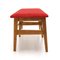 Wooden Bench with Red Velvet Top, 1960s, Image 9