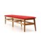 Wooden Bench with Red Velvet Top, 1960s 4