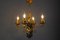 Gilt Wrought Iron and Black Wood Chandelier 2