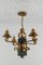 Gilt Wrought Iron and Black Wood Chandelier 1
