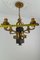 Gilt Wrought Iron and Black Wood Chandelier 18