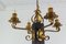 Gilt Wrought Iron and Black Wood Chandelier 6