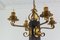 Gilt Wrought Iron and Black Wood Chandelier, Image 6